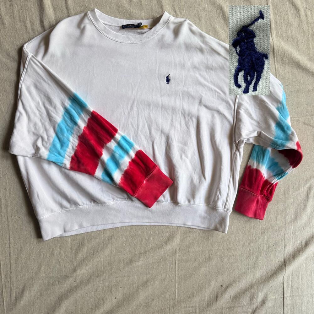 Polo Ralph Lauren Sweatshirt Mens XL French Terry Crewneck Pullover Tie Dye Read